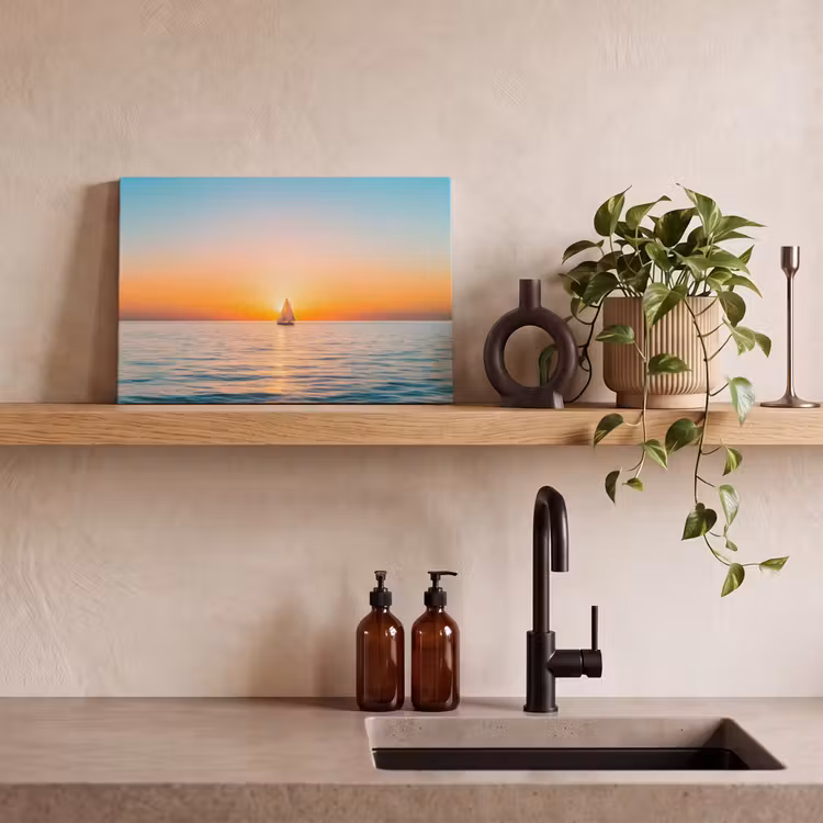 Canvas schilderij - Zee - Zeilboot - Zonsondergang — 3
