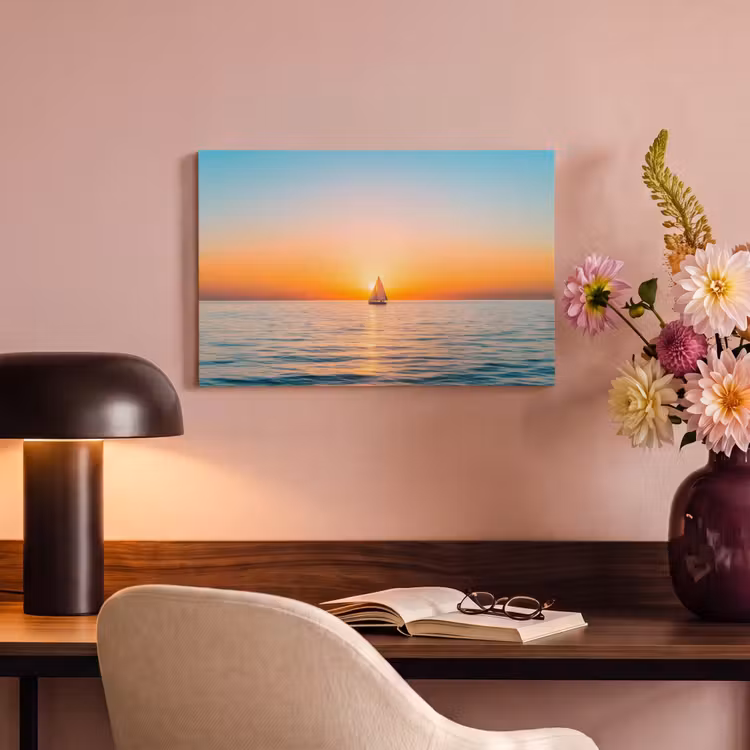 Canvas schilderij - Zee - Zeilboot - Zonsondergang — 4