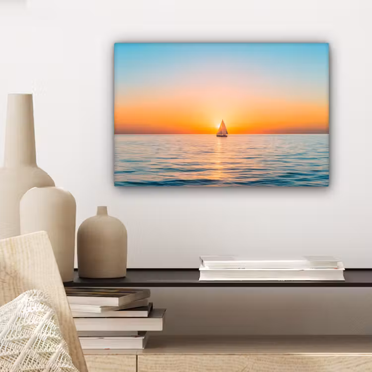 Canvas schilderij - Zee - Zeilboot - Zonsondergang — 5