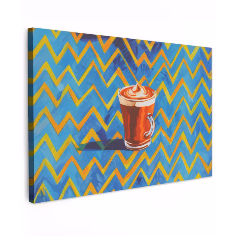 Canvas schilderij - Mok - Koffie - Zigzag - Slagroom — 1