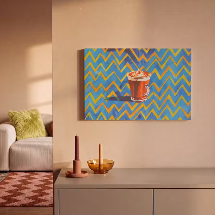 Canvas schilderij - Mok - Koffie - Zigzag - Slagroom — 2