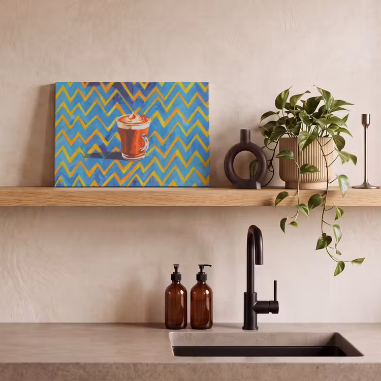 Canvas schilderij - Mok - Koffie - Zigzag - Slagroom — 3