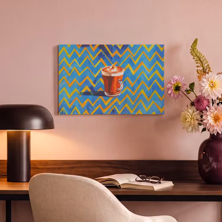 Canvas schilderij - Mok - Koffie - Zigzag - Slagroom — 4