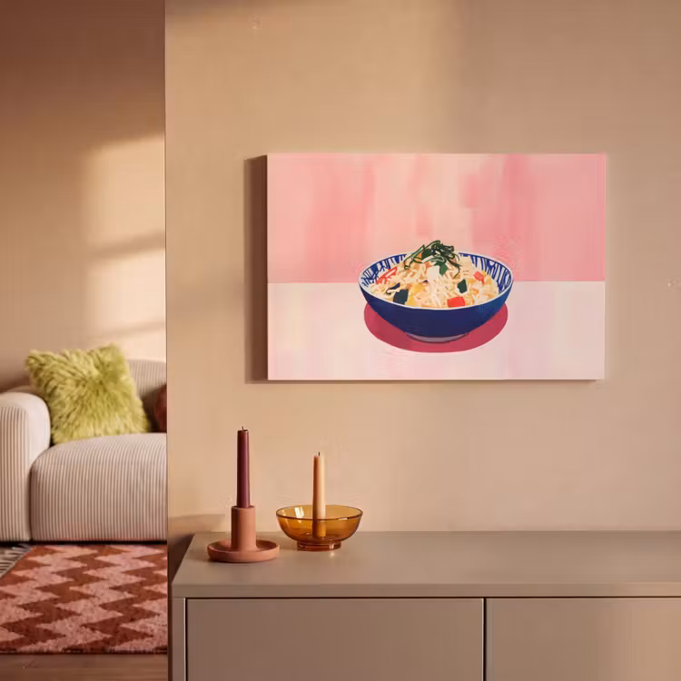 Canvas schilderij - Rijst - Illustratie - Kom - Groente — 2