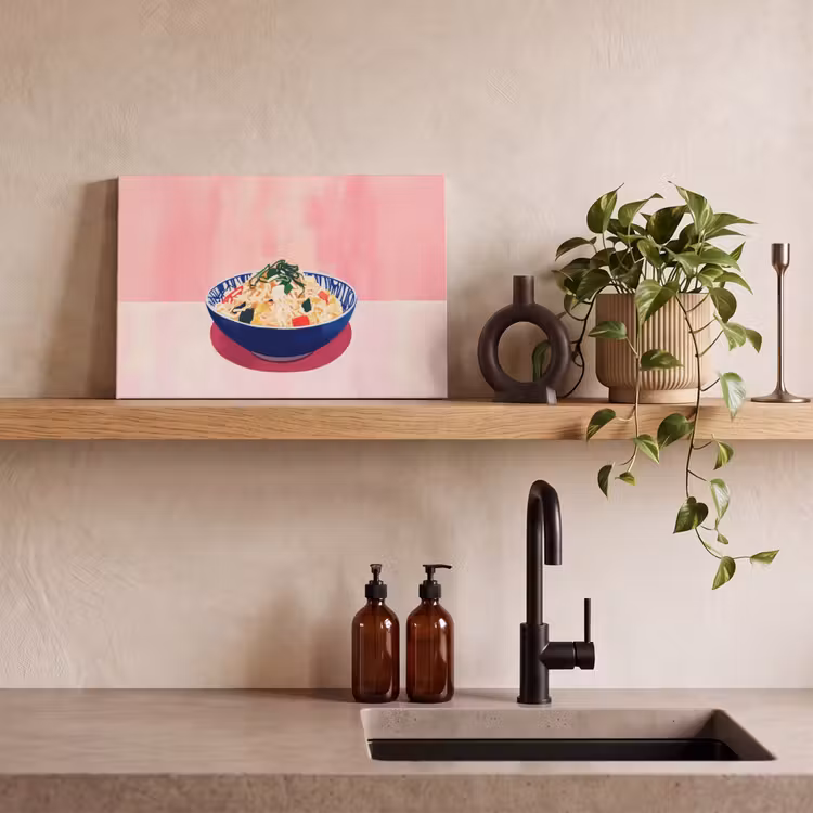 Canvas schilderij - Rijst - Illustratie - Kom - Groente — 3