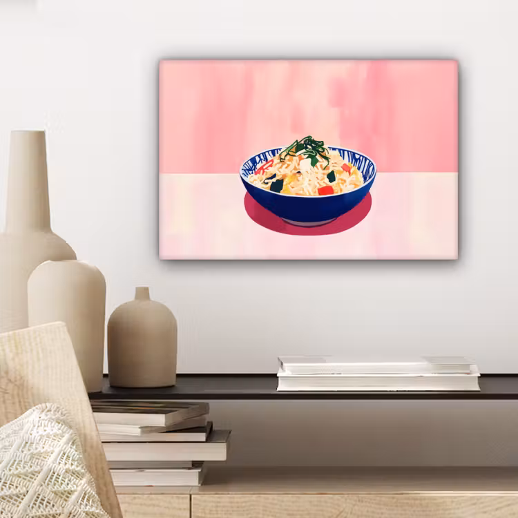 Canvas schilderij - Rijst - Illustratie - Kom - Groente — 5