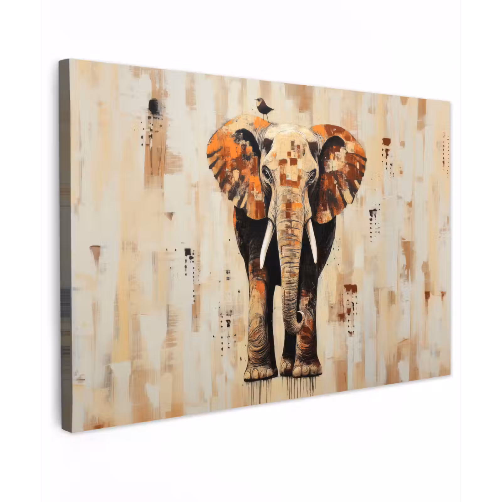 Canvas schilderij - Olifant - Slurf - Mozaïek - Abstract — 1