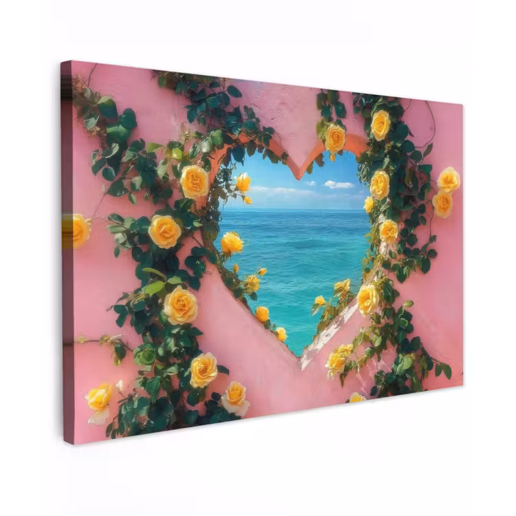 Canvas schilderij - Hart - Zee - Muur — 1