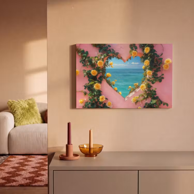 Canvas schilderij - Hart - Zee - Muur — 2
