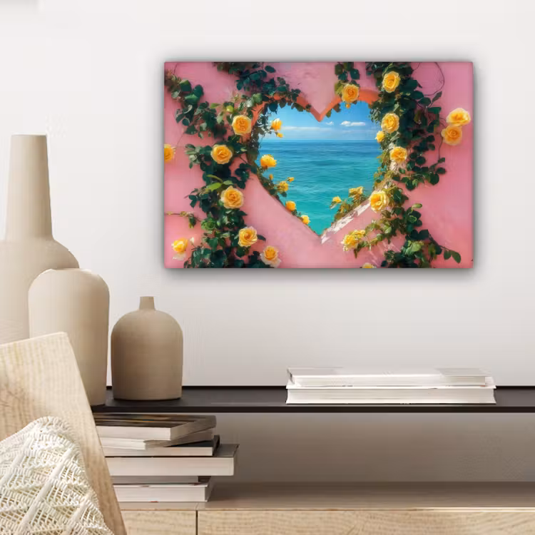 Canvas schilderij - Hart - Zee - Muur — 5