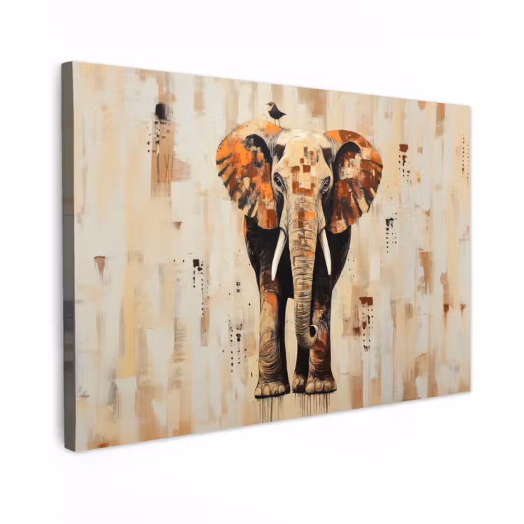 Canvas schilderij - Olifant - Slurf - Mozaïek - Abstract — 1