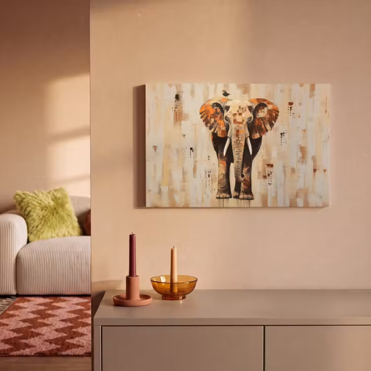 Canvas schilderij - Olifant - Slurf - Mozaïek - Abstract — 2