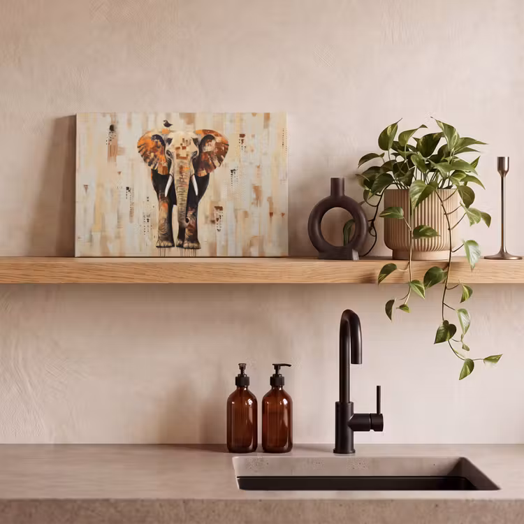 Canvas schilderij - Olifant - Slurf - Mozaïek - Abstract — 3