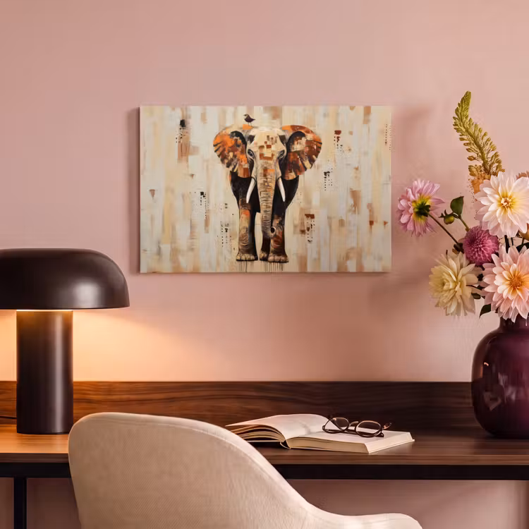 Canvas schilderij - Olifant - Slurf - Mozaïek - Abstract — 4
