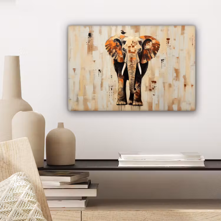 Canvas schilderij - Olifant - Slurf - Mozaïek - Abstract — 5