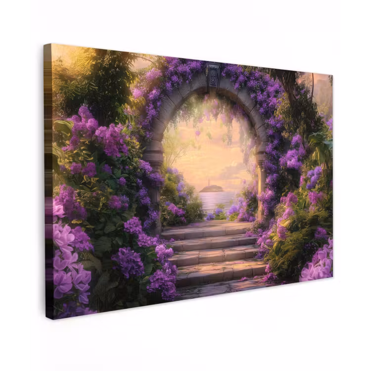 Canvas schilderij - Poort - Paars - Bloemen — 1