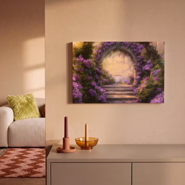 Canvas schilderij - Poort - Paars - Bloemen — 2