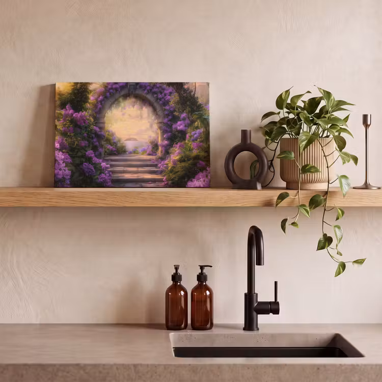 Canvas schilderij - Poort - Paars - Bloemen — 3
