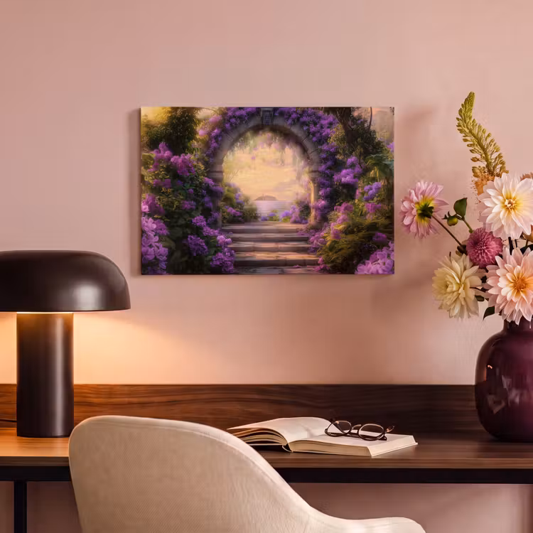 Canvas schilderij - Poort - Paars - Bloemen — 4