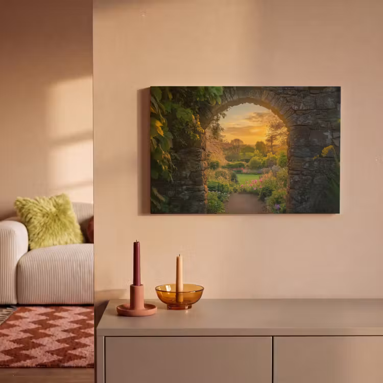 Canvas schilderij - Poort - Planten - Zonsondergang — 2