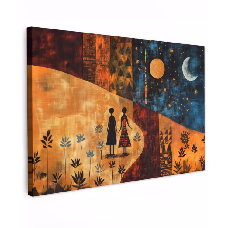 Canvas schilderij - Silhouetten - Abstract - Zon - Maan — 1