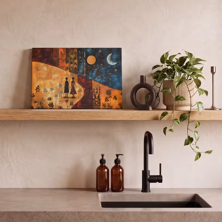 Canvas schilderij - Silhouetten - Abstract - Zon - Maan — 3