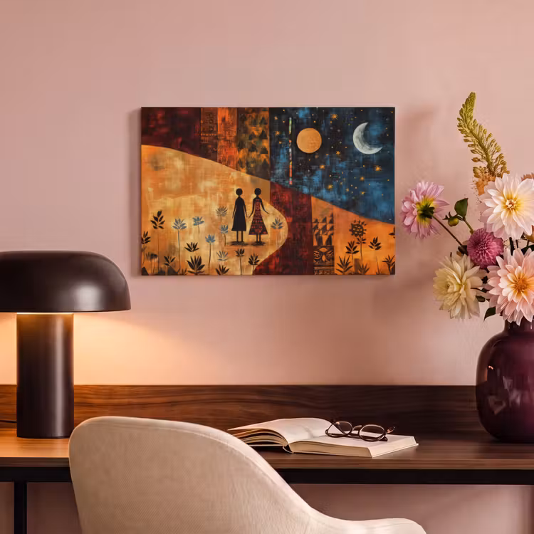 Canvas schilderij - Silhouetten - Abstract - Zon - Maan — 4