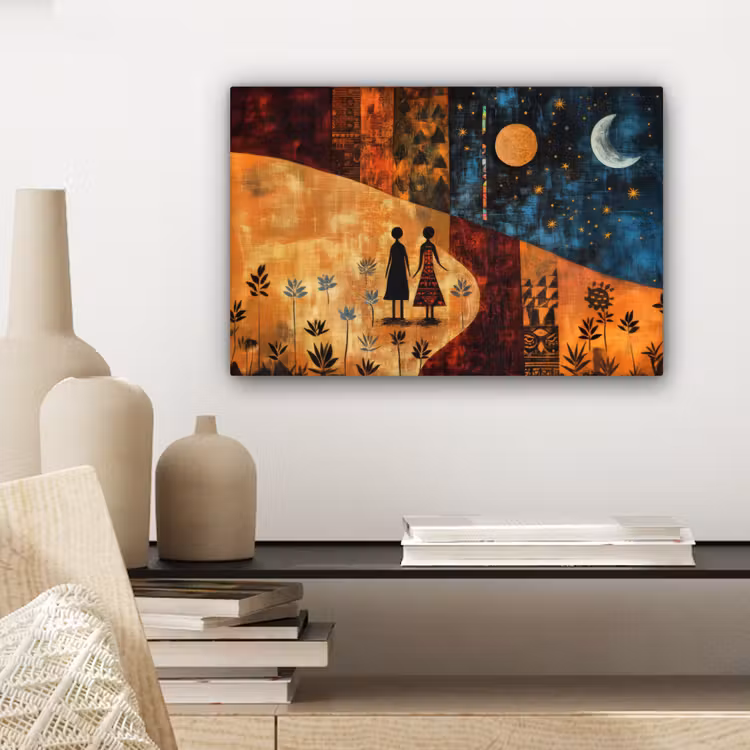 Canvas schilderij - Silhouetten - Abstract - Zon - Maan — 5