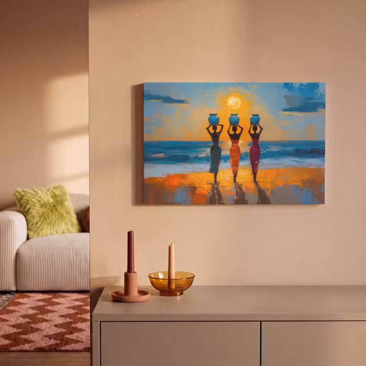 Canvas schilderij - Vrouwen - Strand - Zondsondergang — 2