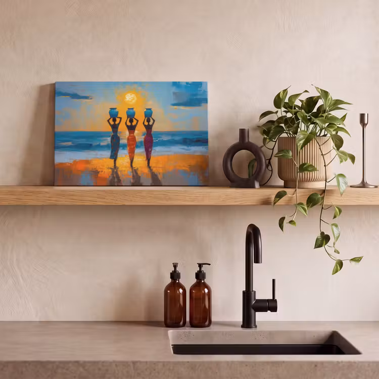 Canvas schilderij - Vrouwen - Strand - Zondsondergang — 3