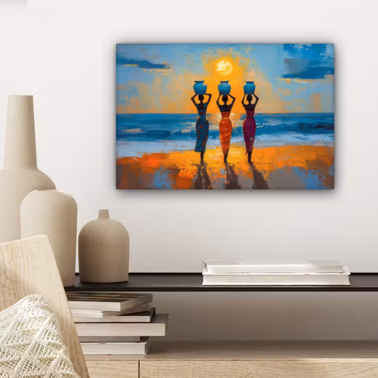 Canvas schilderij - Vrouwen - Strand - Zondsondergang — 5