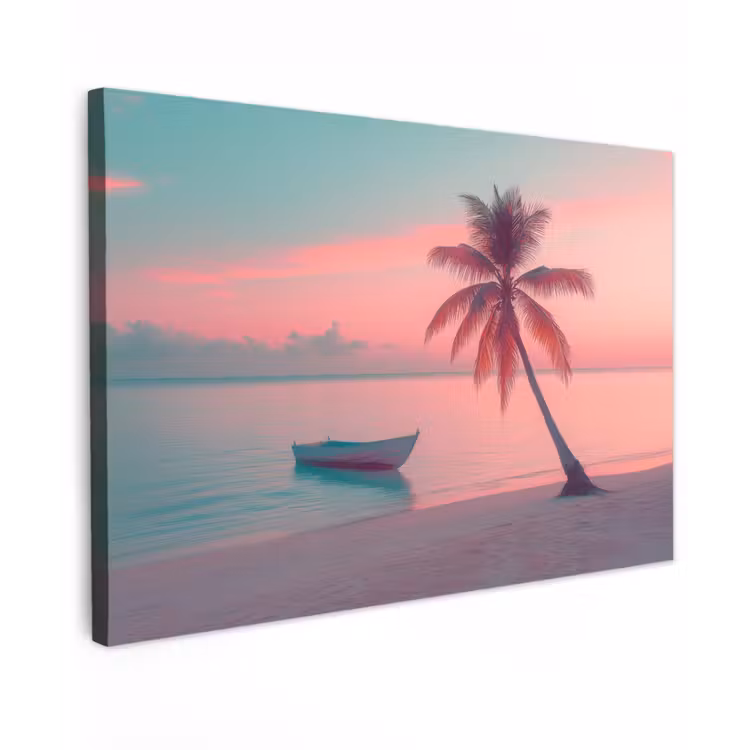 Canvas schilderij - Zee - Boot - Zonsondergang — 1