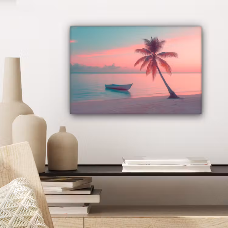 Canvas schilderij - Zee - Boot - Zonsondergang — 5