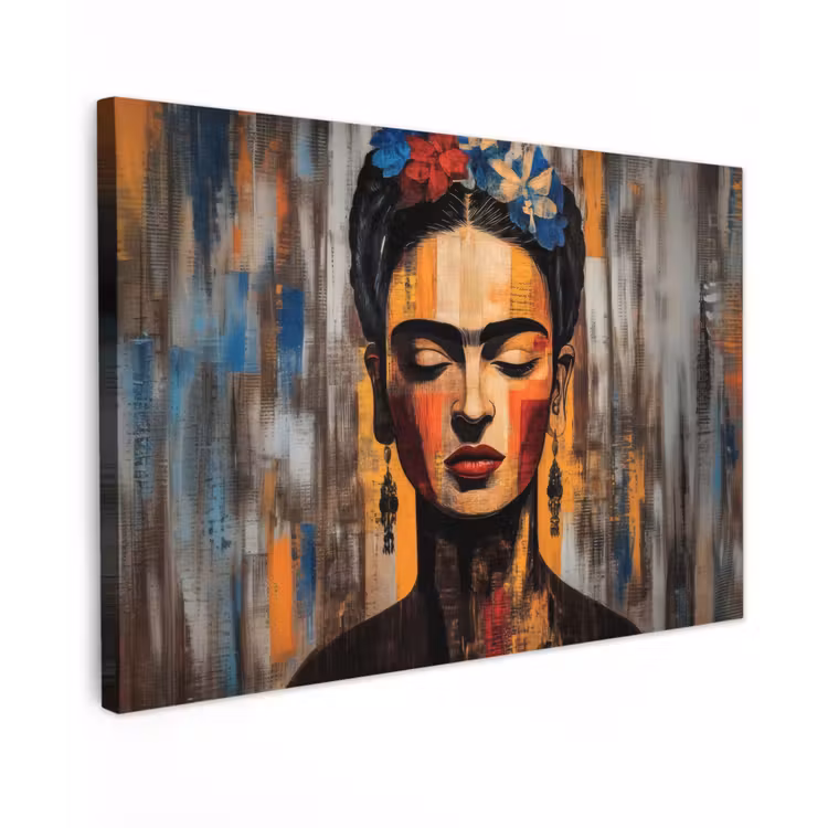 Canvas schilderij - Portret - Vrouw - Bloemen — 1