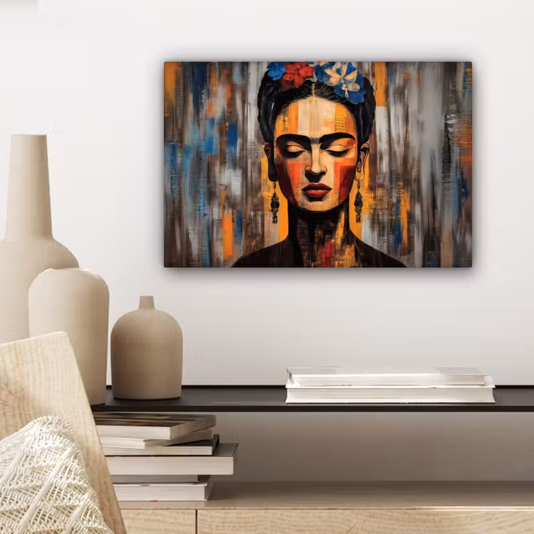 Canvas schilderij - Portret - Vrouw - Bloemen — 5