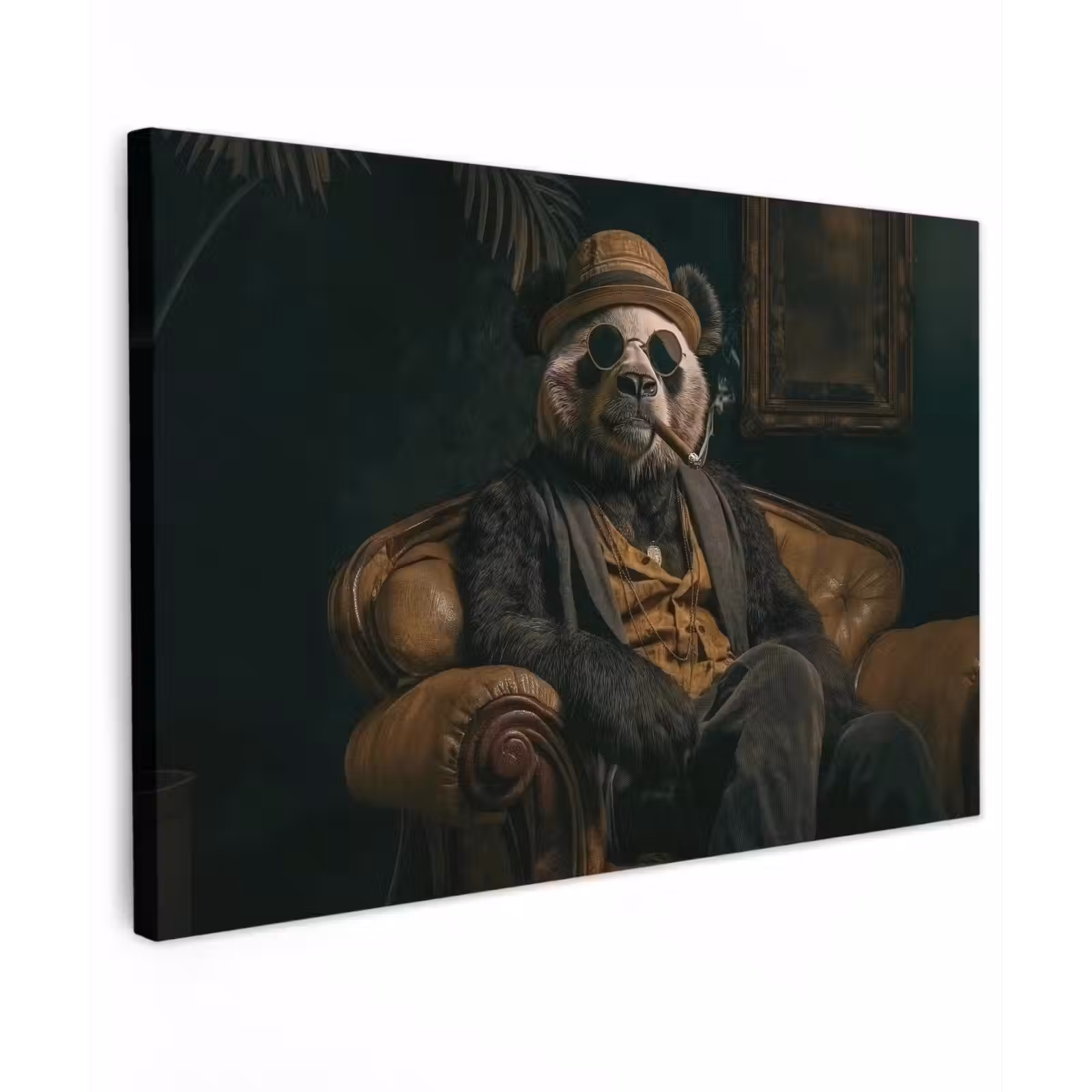 Canvas schilderij - Panda - Hoed - Bril - Pak — 1