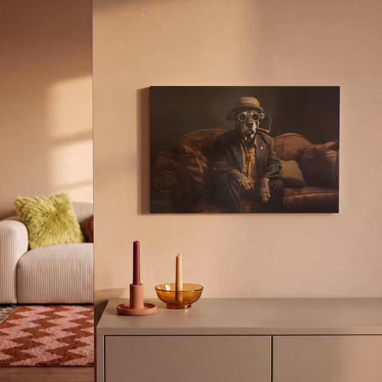 Canvas schilderij - Hond - Sigaar - Hoed - Pak — 2