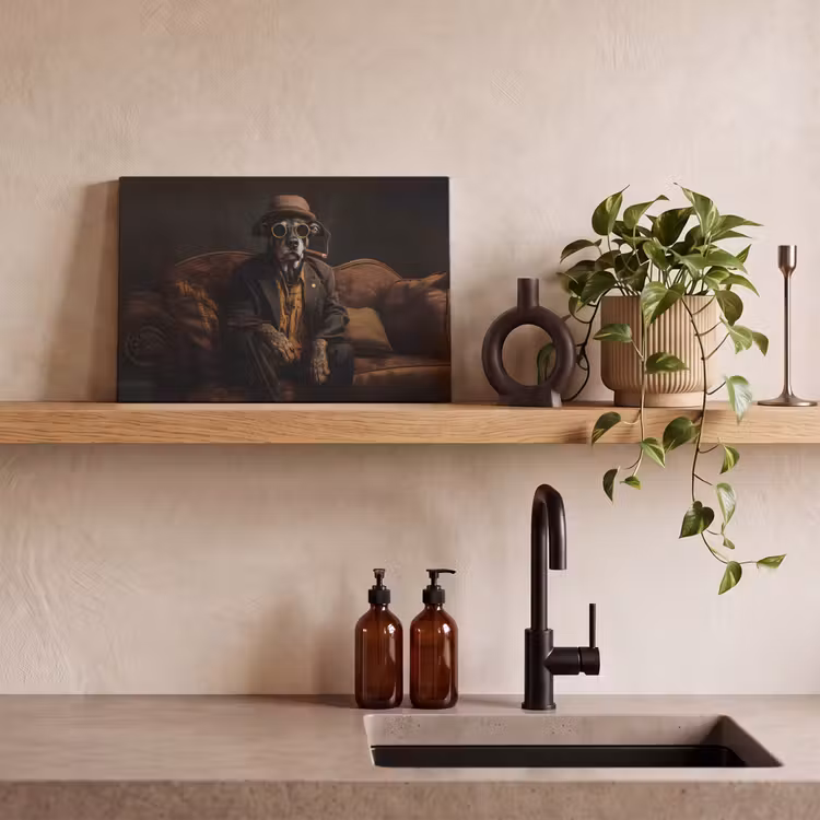 Canvas schilderij - Hond - Sigaar - Hoed - Pak — 3