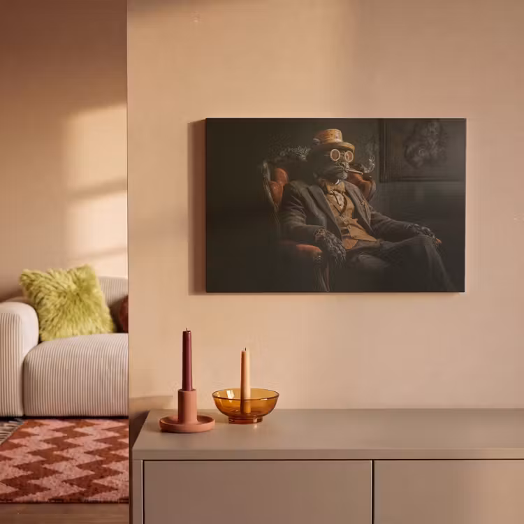Canvas schilderij - Kat - Pak - Oranje - Sigaar — 2