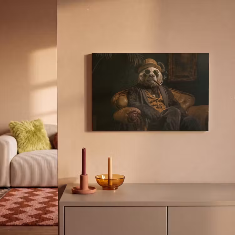 Canvas schilderij - Panda - Hoed - Bril - Pak — 2