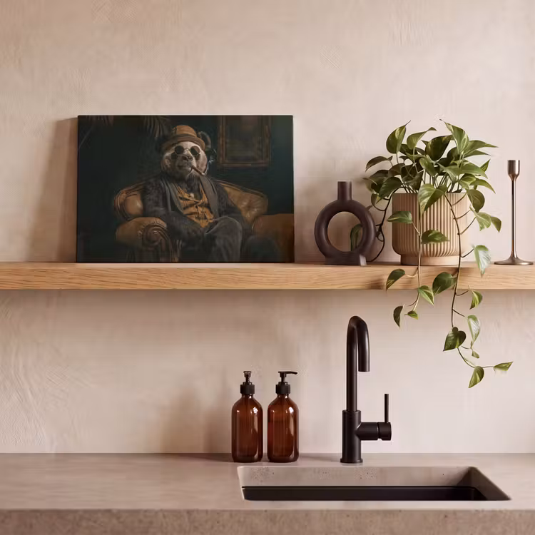 Canvas schilderij - Panda - Hoed - Bril - Pak — 3