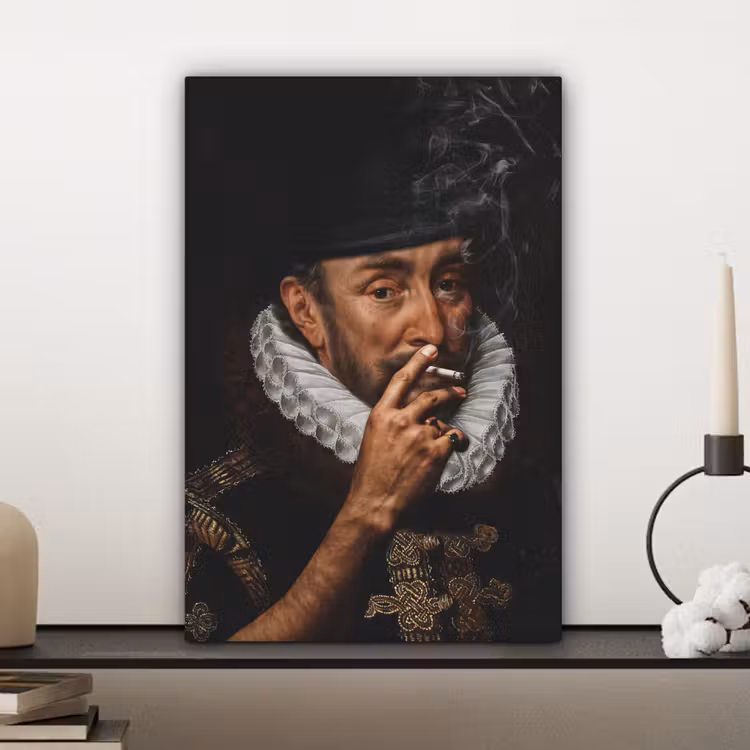 Canvas schilderij - Willem van Oranje - Adriaen Thomasz - Sigaretten — 5