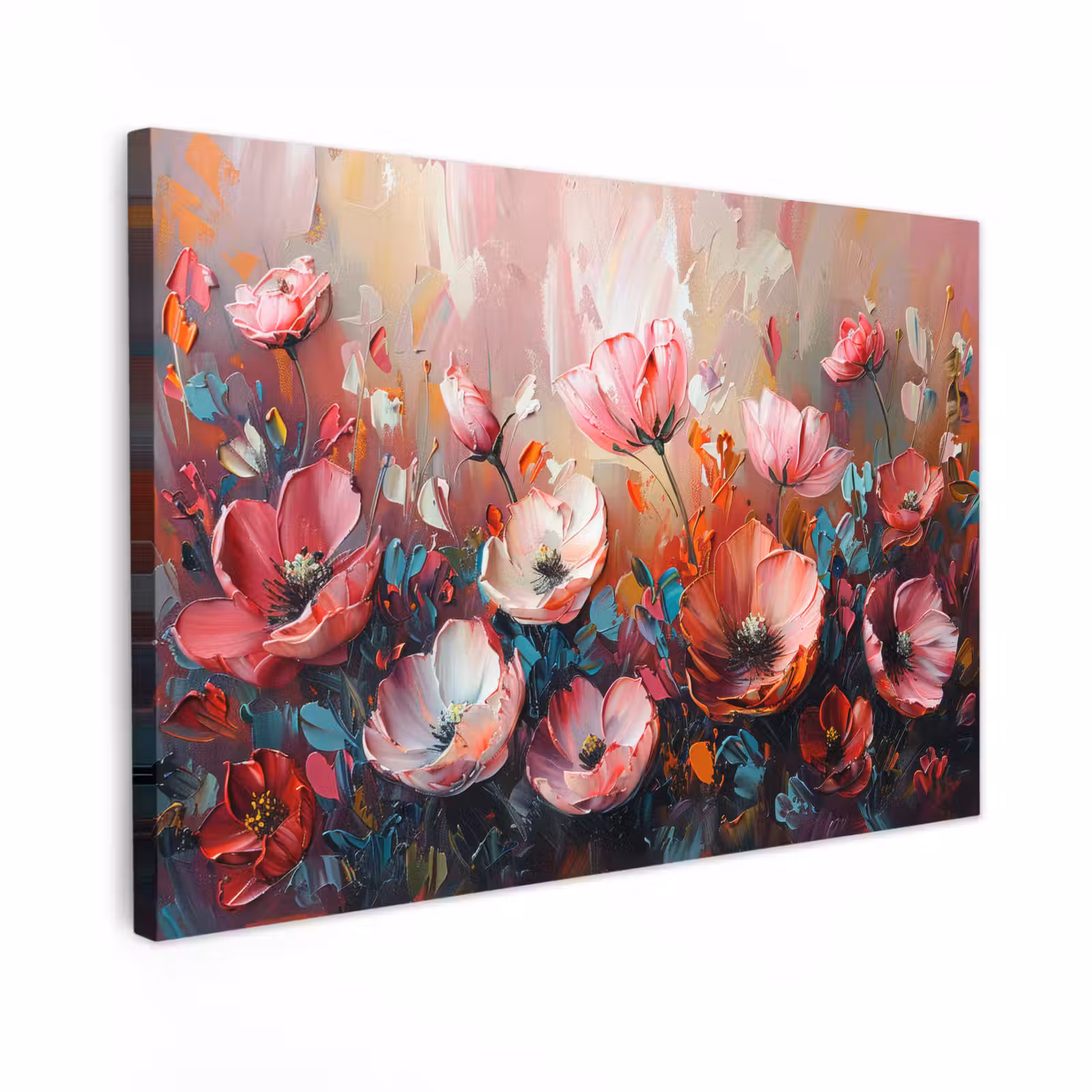 Canvas schilderij - Klaprozen - Roze - Bloemen - Botanisch - Kunst — 1