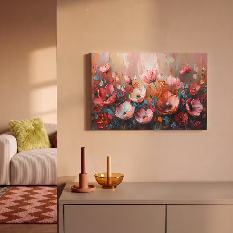Canvas schilderij - Klaprozen - Roze - Bloemen - Botanisch - Kunst — 2