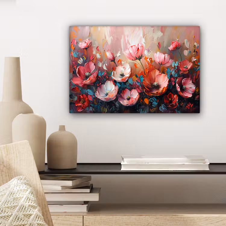 Canvas schilderij - Klaprozen - Roze - Bloemen - Botanisch - Kunst — 5