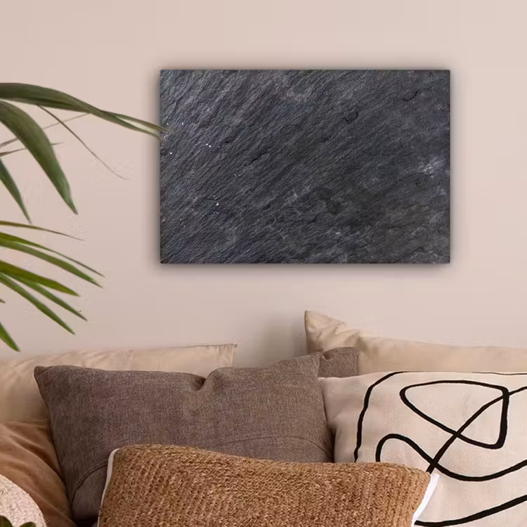 Canvas schilderij - Natuursteen - Industrieel - Leisteen - Structuur - Grijs — 2