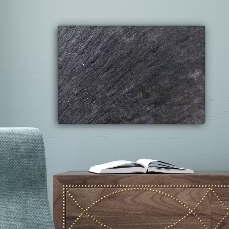 Canvas schilderij - Natuursteen - Industrieel - Leisteen - Structuur - Grijs — 4