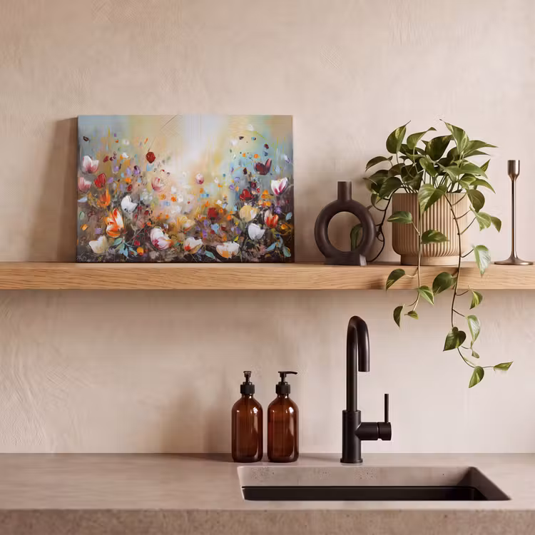 Canvas schilderij - Olieverf - Bloemen - Kleurrijk - Natuur — 3