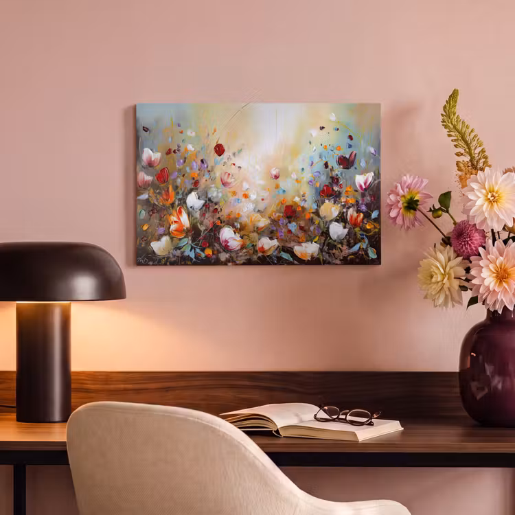 Canvas schilderij - Olieverf - Bloemen - Kleurrijk - Natuur — 4