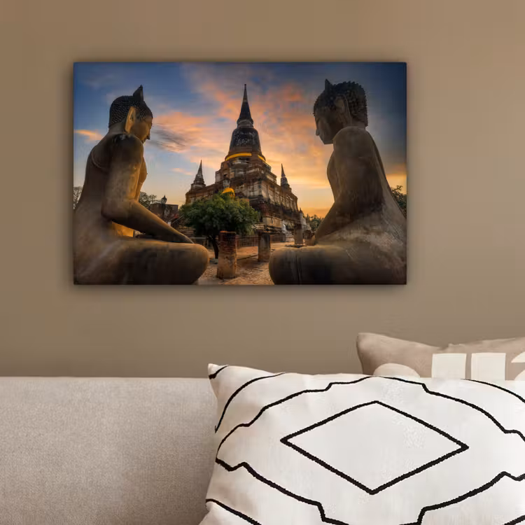 Canvas schilderij - Tempel - Zonsondergang - Boeddha beelden - Buddha — 3